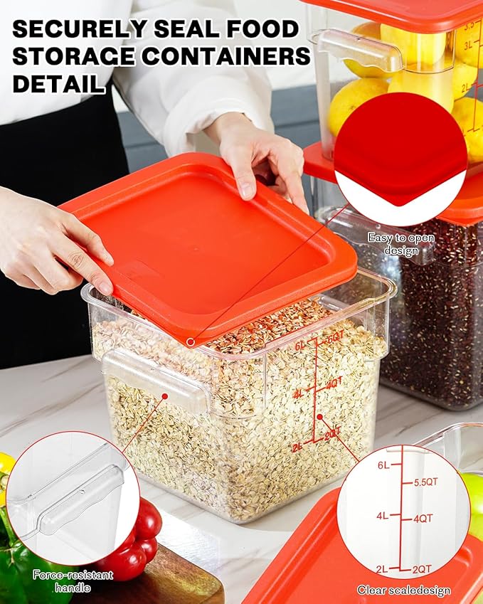 22 QT Commercial Food Storage Containers: 2PCS [Sous Vide] [NSF Certified] Clear Sous Vide Container with Lids Scales Handles for Home Restaurant Kitchen Storage Dough Proofing New3