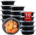 Meal Prep Containers Reusable 10 Pack-24 oz Food Storage Containers with Lids To Go Food Containers Takeout, Microwave Dishwasher Freezer Safe, Stackable, BPA Free, Plastic (Black)