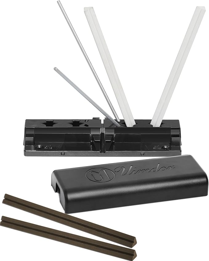 Tri-Angle Knife Sharpener, Portable 2-Stage Sharpening System with Premium Alumina Ceramic Stones for Quick Sharpening, Polishing, Honing Pocket, Kitchen & Outdoor Knives, Scissors, Blades