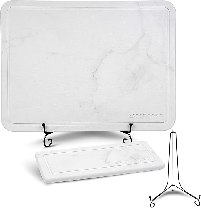 Stone Drying Mat For Kitchen Counter - 11.8" x 15.7" Water Absorbing Stone tray For Sink, Metal Rack and Kitchen Sink Caddy | Diatomaceous Earth Food Grade | Drying Stone For Kitchen counter