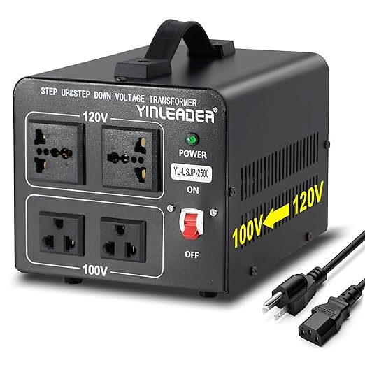 Yinleader Step Down 110V-120V to 100V Japan Voltage Converter or Step Up 100V to 120V 2500W Transformer for Japanese Rice Cooker/Hair Dyer/Blender/Heater/Cleaner/Audio/Grill Equipment, etc.