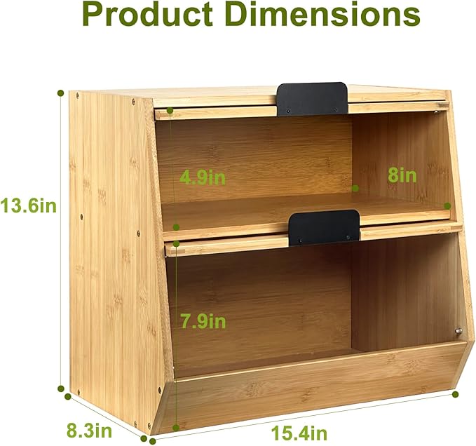 Thick&Thin Bread Box for Kitchen Countertop, Wooden Bread Storage For Kitchen Organizers, Large Capacity With Window Homemade Bread Bin, Double Layer Corner Bread Box