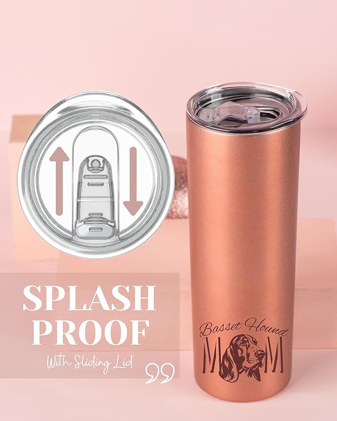 Onebttl Basset Hound Gifts, Gifts on National Hug Your Hound Day, Birthday and Christmas, 20 oz Insulated Stainless Steel Tumbler - MOM
