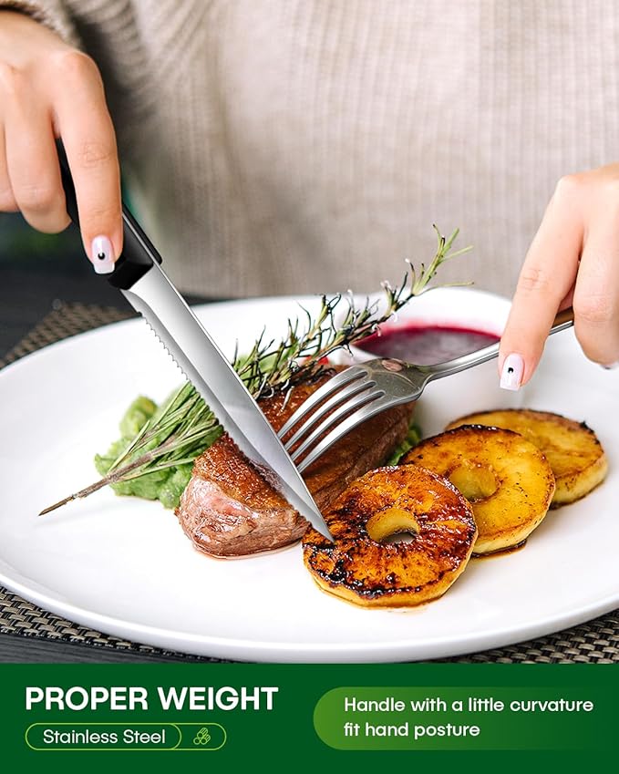 36 Pcs Silverware Set with Steak Knives Food-Grade Stainless Steel Flatware Set for 6 Mirror Cutlery Include Forks Spoons and Knives Set Dishwasher Safe Utensil Sets for Home Restaurant