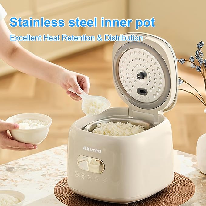 5 cup 2.5L Low Suger Rice Cooker with 304 Stainless Steel inner pot, healthy for 2-3-person households, Office workers & low carb dieters, exercisers and the elderly