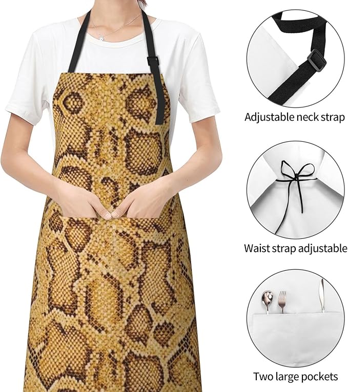 Snakeskin Aprons Cool Aprons with Pockets and Adjustable Mens Apron for Gardening Cooking Kitchen