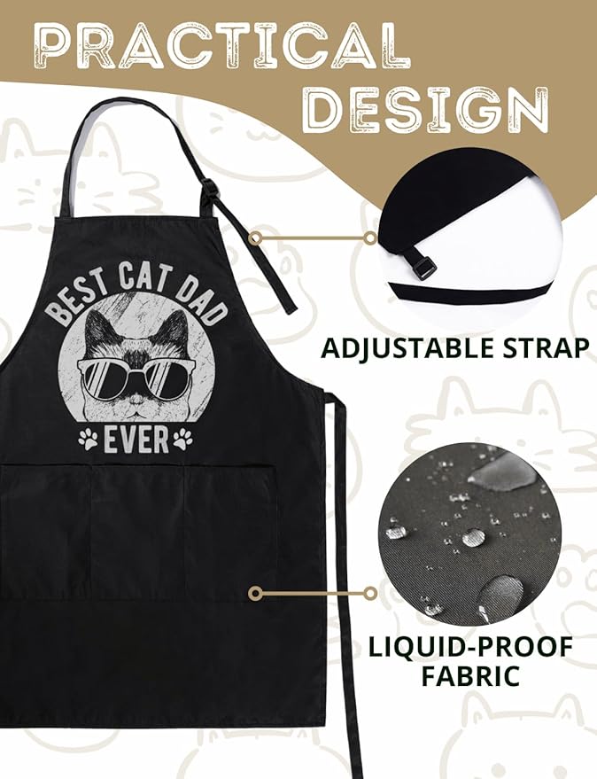 InnoBeta Cat Lover Gifts, Funny Apron with Pockets and Adjustable Neck Strap, Cat Gifts