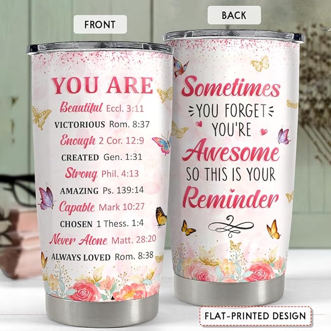 SANDJEST Inspirational Gifts for Women Tumbler 20oz Christian Gift Stainless Steel Insulated Coffee Travel Cup Mug Motivational Gift for Women Birthday Christmas