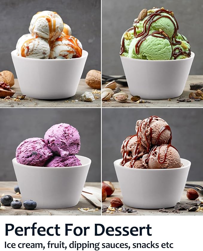 Porcelain Small Bowls, 8 Ounce Dessert Bowls, Ramekins Oven Safe, Ice Cream Bowls, Bouillon Cups, Set of 6