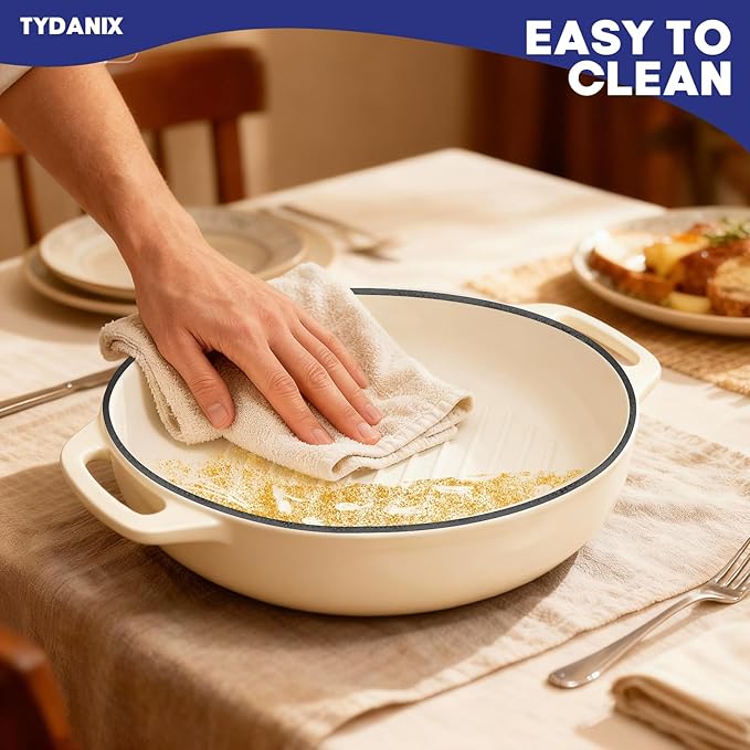 2-in-1 Multifunctional Enameled Cast Iron Dutch Oven, 6QT Loaf Pan with Dual Handles, Perfect for Baking Sourdough, Roasting, Braising & Stews, Oven & Stovetop Safe, Easy to Clean & Pre-Seasoned