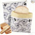 Reusable Beeswax Bread Bags for Homemade Bread Sourdough Loaf 17in x12.9in Large Beeswax Storage Bags farmhouse bread box Cotton Linen Bag 2 Pack Portable Bread Containers (Blue flower)