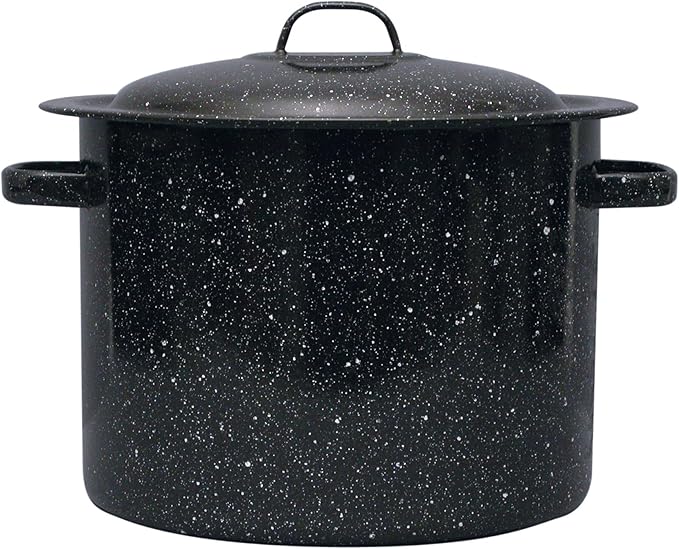 Granite Ware 12-Quart Stockpot, Large Capacity for Soups, Stews, Pasta - Durable Graniteware with Non-Stick Surface for Easy Cleaning - Chip-Resistant & Even Heat Distribution (Speckled Black)