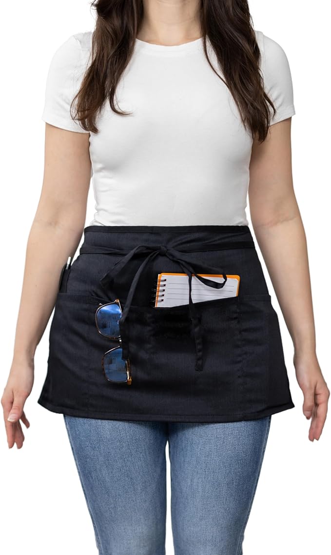 Dreamology Waist Apron,Half Apron,Server Aprons with 3 Pockets,Aprons For Women,Waiter and Waitress Apron with Pockets,Waist Apron with Pocket,Aprons for Servers (1 Pack)