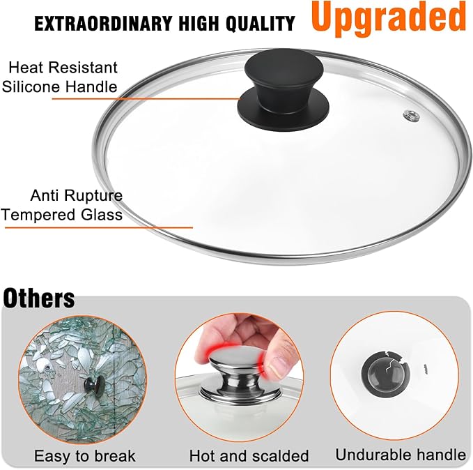 Tempered Glass Lid for Instant Pot 6 Quart, 9.1 Inch,Pressure Cooker Accessories,Replacement Parts for Instant pot,Heat Resistant Silicone Handle and Stainless Steel Rim