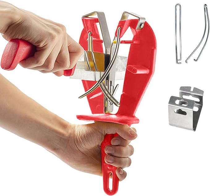 Stainless Steel Knife Sharpener Tool with Bracket, Maintenance Sharpening Tool for Kitchen Abattoirs Knives Helps Repair Sharpens (Red)