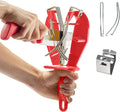 Stainless Steel Knife Sharpener Tool with Bracket, Maintenance Sharpening Tool for Kitchen Abattoirs Knives Helps Repair Sharpens (Red)