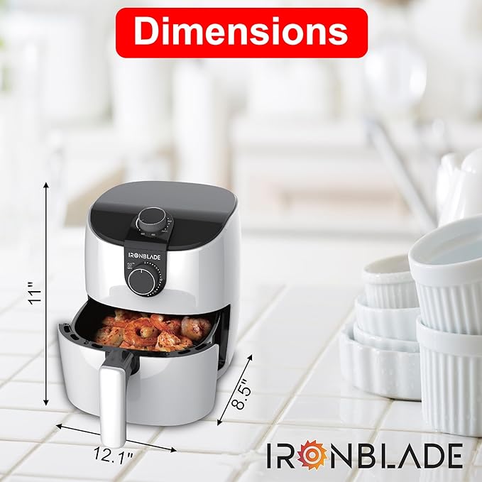 EMB IronBlade Series Multi-Functional Air Fryer, 1500W, 3.7 Quart Capacity, Adjustable Timer, Non-Slip Handle, 105°F to 400°F Temperature Range for Frying, Roasting, Baking & Reheating