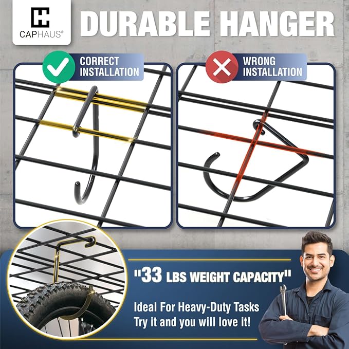 CAPHAUS Garage Shelving Wall Mounted 48x18 Inch, Heavy Duty Metal Wall Shelves with 2 Bike Hooks, 250lbs Capacity Storage Rack for Garage Organization System, White