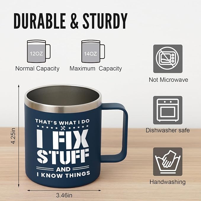NOWWISH Christmas Gifts for Men, Dad Coffee Mug, Fun Birthday Cups for Dad Husband Grandpa from Daughter Son, 14 oz, Navy Blue