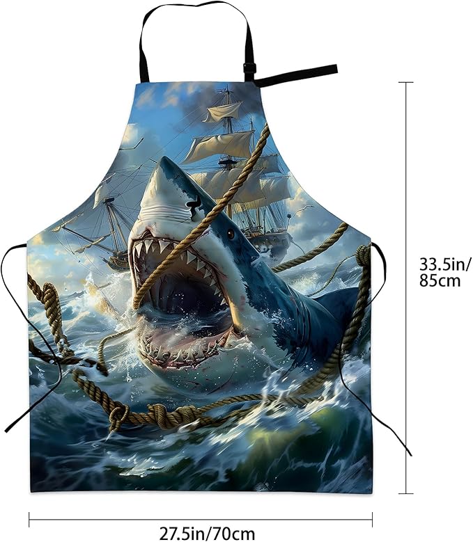 Cute Dolphin Apron for Women Men, Oxford Fabric Kitchen Cooking Chef Aprons