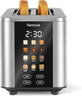 Kenmore 2-Slice Toaster | Color Touch Screen & 6 Shade Settings | Extra Wide Slots | Digital Countdown Timer | Customizable Smart Presets | Reheat, Defrost, Add Time Functions | Stainless Steel