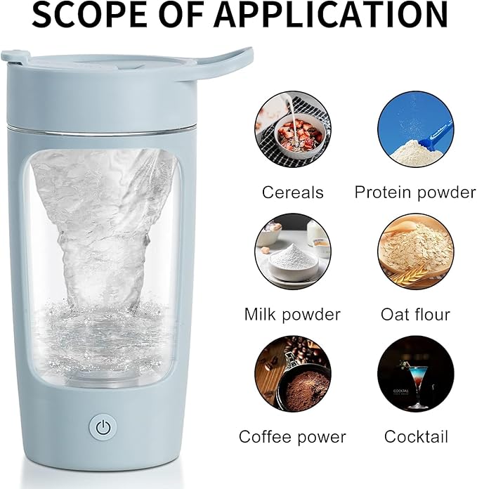 JOTER & LIBEAR Electric Shaker Bottle, Made with Tritan - BPA Free - Portable Mixer Cup/USB Rechargeable Shaker Cups for Protein Shakes and Meal Replacement Shakes, 22 oz (Blue)