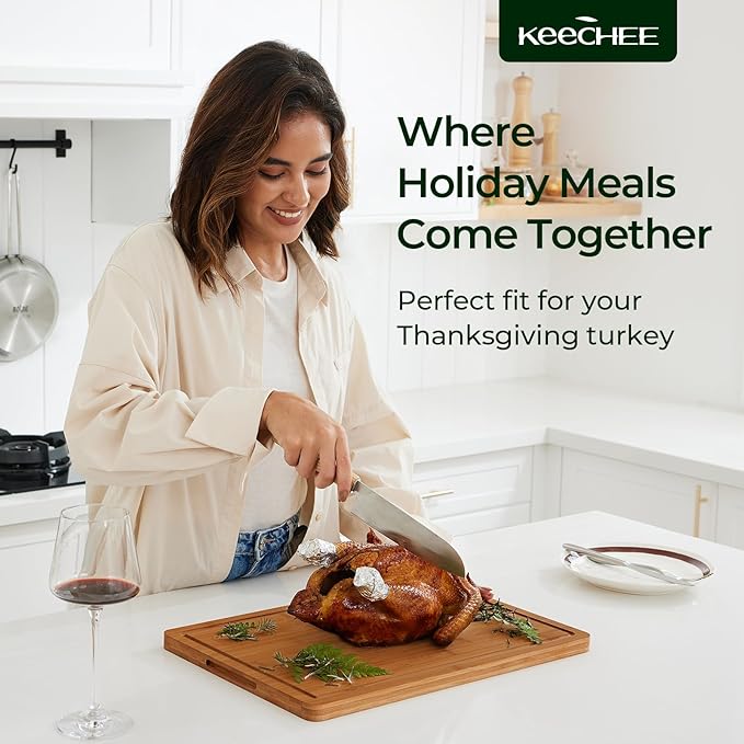 Wood Cutting Board, Carbonized Bamboo Cutting Boards Set With Smooth Surface & Easy Storage For Busy Kitchens, Ideal Charcuterie & Chopping, Durable, Knife-Friendly (4Pcs)