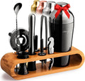 Mixology & Craft Cocktail Shaker Set: 10-Piece Bartender Kit with Stand | Complete at Home Bar Set with Bar Accessories | Great Housewarming Gift | Leak-Proof Design (Gun-Metal)