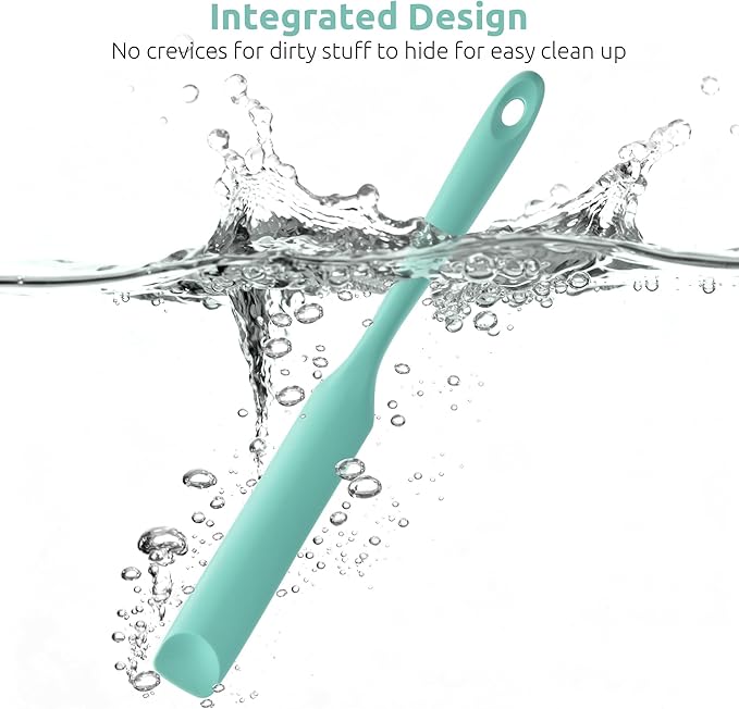 U-Taste Silicone Jar Spatula for Sourdough Starter: Long Skinny Food-Grade Jam Spreader, Sturdy Stirring Stick Bowl Scraper with Flexible Spoon Tip, Mixing Icing Tool, Peanut Butter Knife (Aqua Sky)