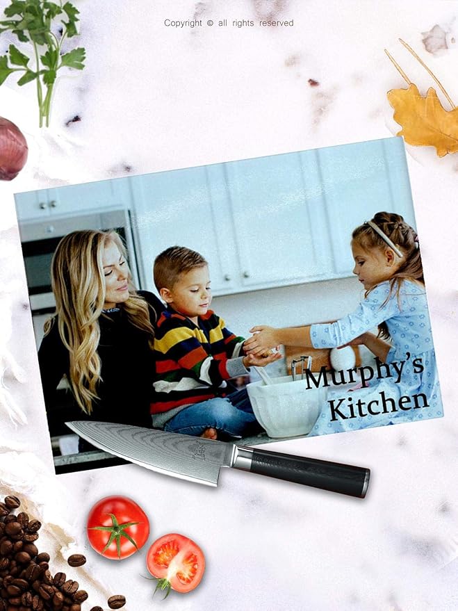 Custom & Personalized Glass Cutting Board, Several Customization Options ; Sublimation Picture, Text, Name, Photo Possibilities (8`x 11`inc)