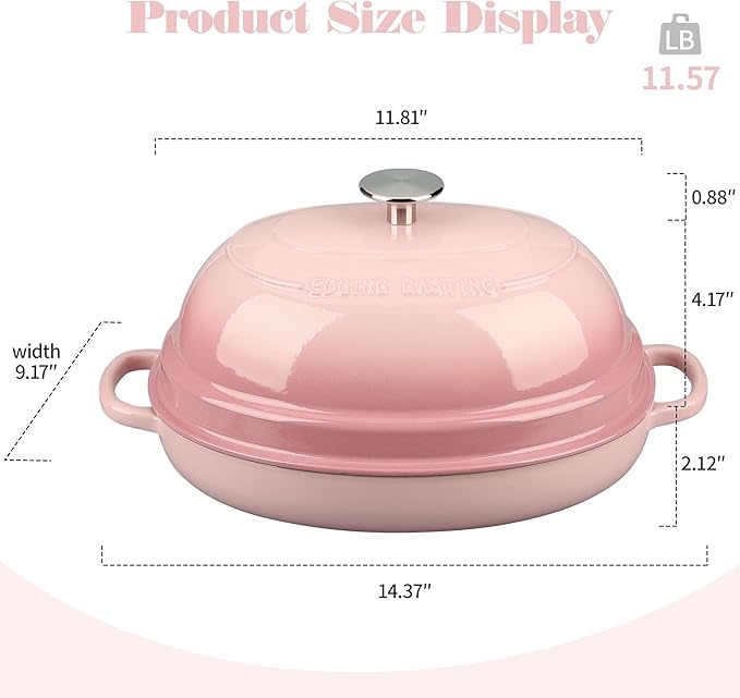 Enameled Oval Cast Iron Dutch Oven Pot with Lid, Bread Dutch Oven for Sourdough Bread Baking, 6QT, Pink