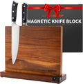 Magnetic Knife Block, Acacia Wood Magnetic Knife Holder for Kitchen Counter Universal Knife Block Without Knives (12 x 10 With Sharpener)