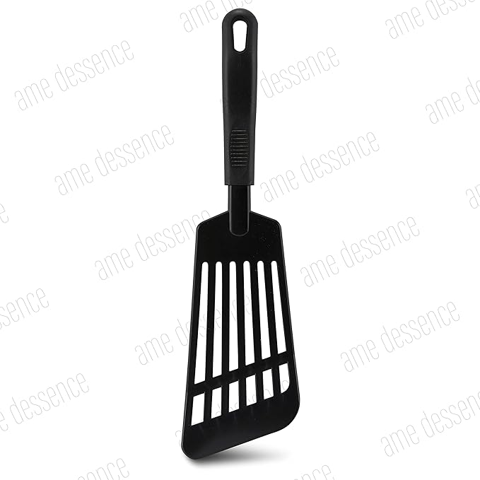 AME D'ESSENCE Fish Turner Flexible Slotted Spatula 12 inch Black Nylon 410ºF Heat Resistant Fish Spatula with Ergonomic Handle Kitchen Gadgets for Frying