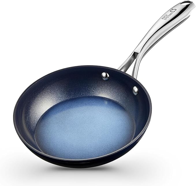 KOCH SYSTEME CS Small Frying Pan, Nonstick 8 Inch Frying Pan with Non Toxic Ceramic Coatings, Fry Pan Nonstick, Small Skillet, Omelet Pans, Oven Safe, Gradient Blue
