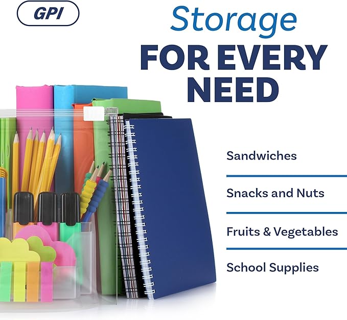 1000 Count - Slider Zip Quart Food Storage Bags, 8" x 7" 3 Mil Heavy Duty, Strong & Durable For Freezer Storage, For Sandwiches, Snacks & More. GPI