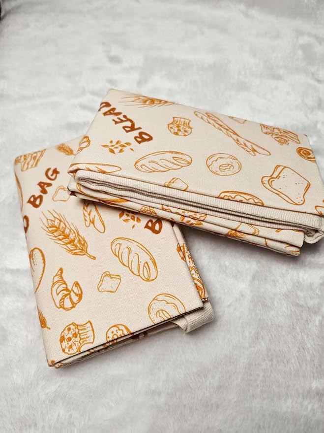 Reusable Beeswax Bread Bags for Homemade Bread Sourdough Loaf 17in x12.9in Large Beeswax Storage Bags farmhouse bread box Cotton Linen Bag 2 Pack Portable Bread Containers(Wheat)