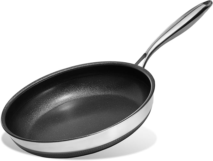 KITEXPERT Non Stick Frying Pans, 10-Inch Titanium Ceramic Pan Nonstick Stainless Steel Skillet, Dishwasher-Friendly, PFOA Free Cookware, Induction Ready, Compatible with All Cooktops