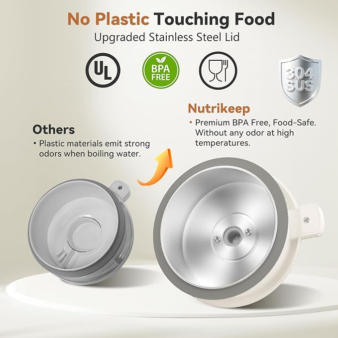 Upgraded 8-in-1 Nut Milk Maker Machine with Stainless Steel Lid, 40oz Soy Milk Maker for Almond, Oat, Coconut, Juice, Plant Based Milk Maker Blender with 18H Delay/Keep Warm/Self Cleaning