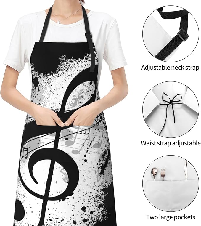 Apron Bib with 2 Pockets and Adjustable Neck Waterproof Kitchen Cooking Gardening Chef Aprons for Women Men
