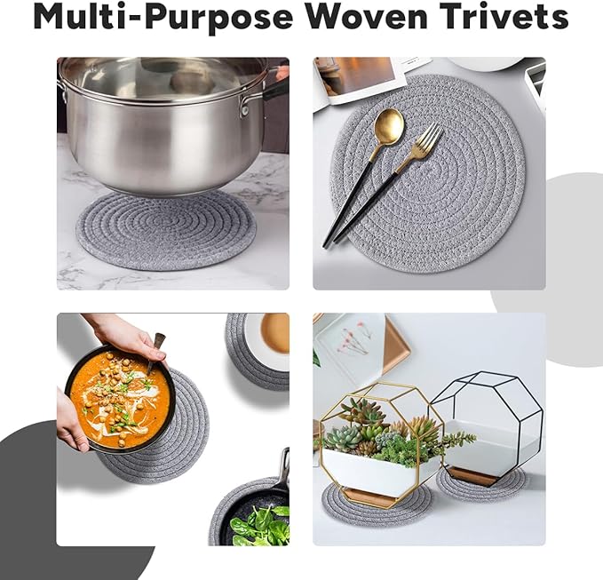 Trivets for Hot Dishes Set of 3, Trivets for Hot Pots and Pans, Heat-Resistant Pot Holders, Stylish Coasters, Perfect for Your Kitchen