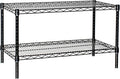 Omega Shelving Storage | 2 Tier Starter Shelving Unit 24" Deep x 42" Wide x 36" High - 800 lb Weight Capacity per Shelf, Adjustable Wire Shelving, Tool-Free Assembly |Black Shelving