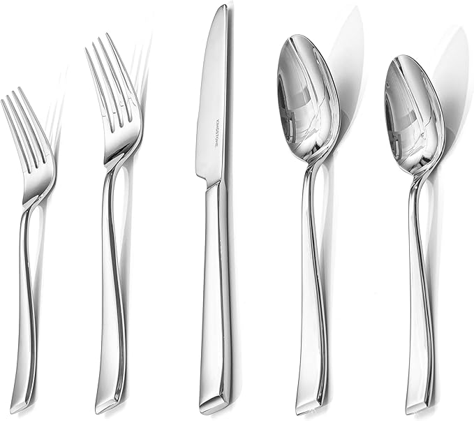 KINGSTONE Mirror Polish Silverware Set for 6, 30-Piece 18/10 Stainless Steel Flatware Set, Dishwasher Safe Cutlery Set for Wedding, Home, Restaurant, Knives Spoons and Forks Set