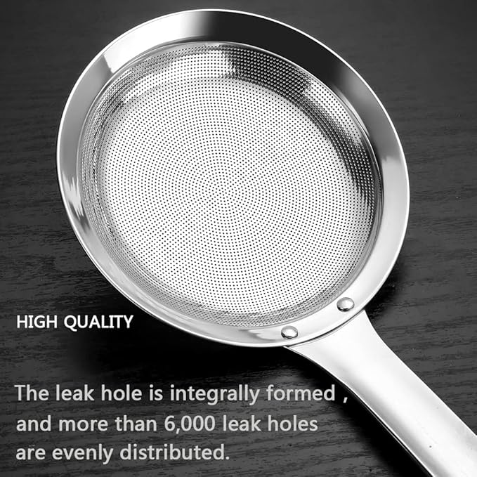 Kitchen Skimmer Strainers Stainless Steel Mesh Colanders Food Strainers Set Fine Mesh Sieve With Handle Slotted Spoon Handheld Fry Oil Filter For Cooking Vegetable Strainer Foam Hot Pot 2Pack