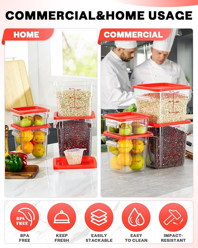 18 QT Commercial Food Storage Containers: 2 PCS [Sous Vide] [NSF Certified] Clear Sous Vide Container with Lids Scales Handles for Home Restaurant Kitchen Storage Dough Proofing New3