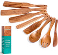 Wooden Spurtle Set, Spurtle Spatula, 8-Pcs Natural Acacia Wood Cooking Tools – Wooden Kitchen Utensils Set with Smooth Finish Comfort Grip, Nonstick Safe Non-Toxic Wood Cooking Spoons by HOWHONG