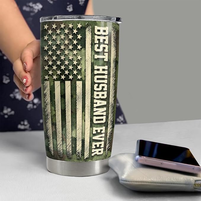 SANDJEST Husband Tumbler 20oz Stainless Steel Insulated Tumblers Coffee Travel Mug Cup Gift for Husband from Wife Gifts for Birthday Valentines Christmas Anniversary