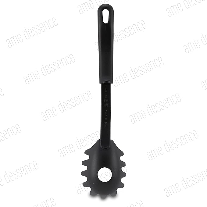 AME D'ESSENCE Pasta/Spaghetti Fork 11 3/8 inch Black Nylon 410ºF Heat Resistant Spoon with Ergonomic Handle Kitchen Gadgets for Pasta