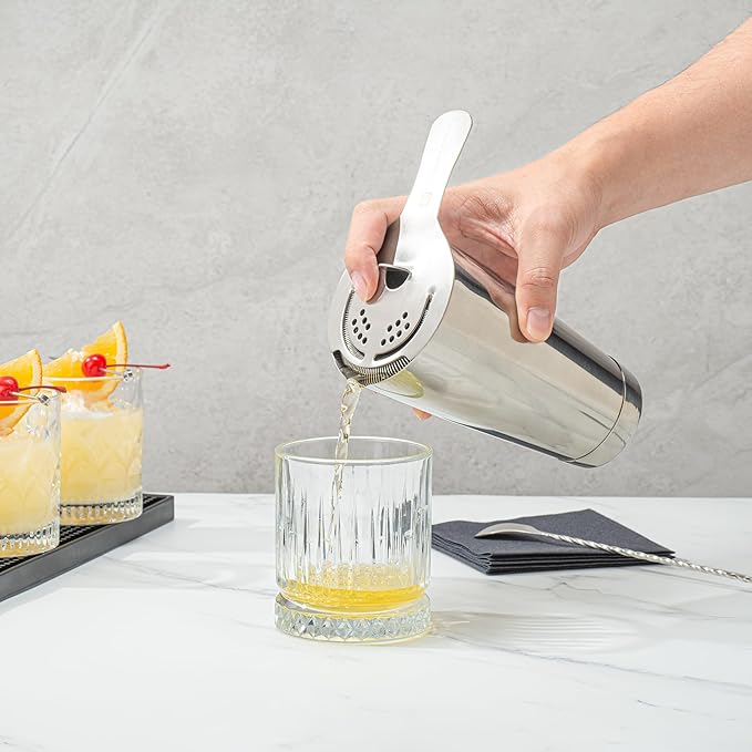 Restaurantware Bar Lux 24 Ounce Boston Shaker 1 Metal Cocktail Shaker - Weighted Bottom No Leak Stainless Steel Martini Drink Mixer Essential Bar Tool For Home Use Or Bartenders