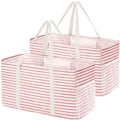 Lifewit Extra Large Tote Bag, Reusable Grocery Bags with Metal Wire Frame and Handles, Standing Utility Foldable Shopping Bags for Storage, Picnics, Beach, Pool, Laundry, Car, Camping, 2 Pack 46L Pink