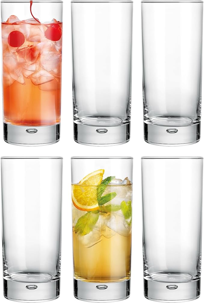 Glaver's Highball Drinking Glasses, Set of 6 Everyday Basic Glassware Set. 17 oz Tall Kitchen Glas Cups Uses for Bar Glasses Cocktail Water Juice Coffee